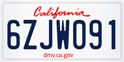 CA license plate 6ZJW091