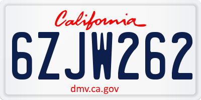 CA license plate 6ZJW262