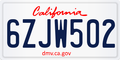 CA license plate 6ZJW502
