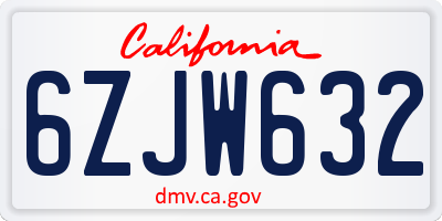 CA license plate 6ZJW632