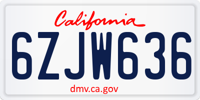 CA license plate 6ZJW636