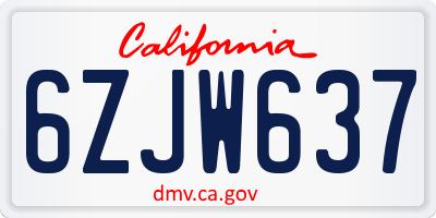 CA license plate 6ZJW637