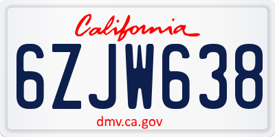 CA license plate 6ZJW638