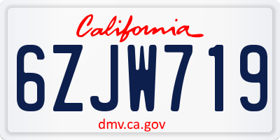 CA license plate 6ZJW719
