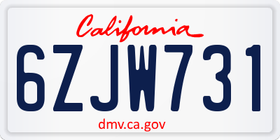 CA license plate 6ZJW731