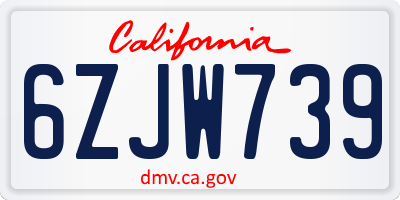 CA license plate 6ZJW739