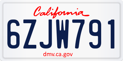 CA license plate 6ZJW791