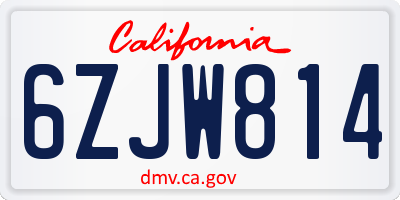 CA license plate 6ZJW814