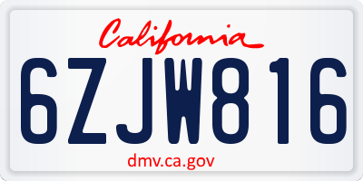 CA license plate 6ZJW816