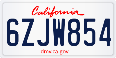 CA license plate 6ZJW854