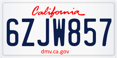 CA license plate 6ZJW857