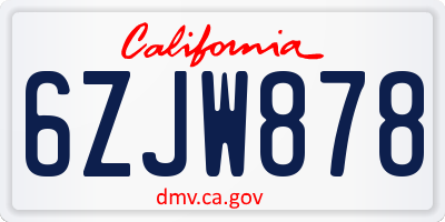 CA license plate 6ZJW878