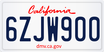 CA license plate 6ZJW900