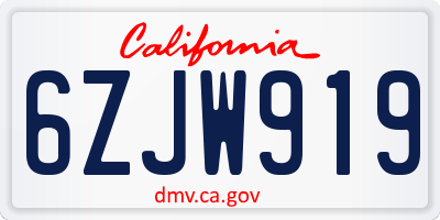 CA license plate 6ZJW919