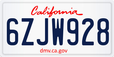 CA license plate 6ZJW928