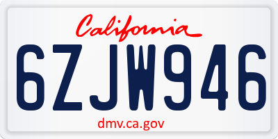 CA license plate 6ZJW946