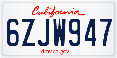 CA license plate 6ZJW947