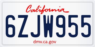 CA license plate 6ZJW955