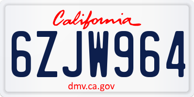 CA license plate 6ZJW964