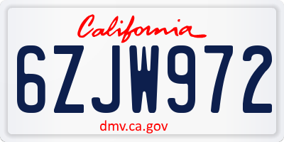 CA license plate 6ZJW972