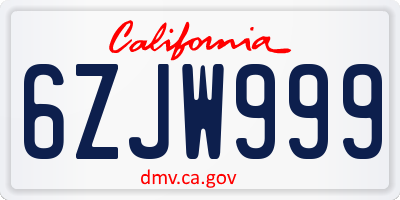 CA license plate 6ZJW999