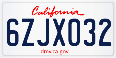 CA license plate 6ZJX032