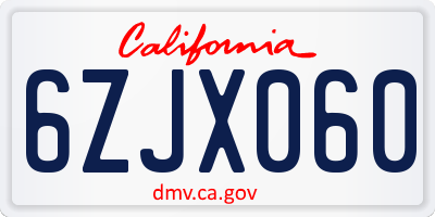 CA license plate 6ZJX060
