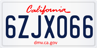 CA license plate 6ZJX066