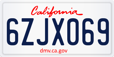CA license plate 6ZJX069