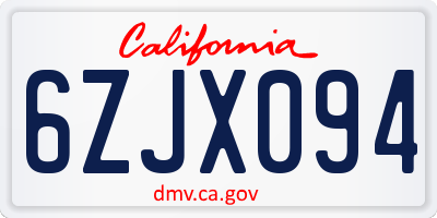 CA license plate 6ZJX094