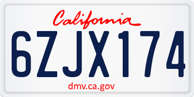 CA license plate 6ZJX174