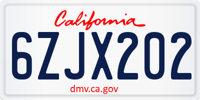 CA license plate 6ZJX202