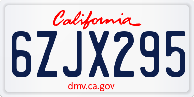 CA license plate 6ZJX295