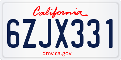 CA license plate 6ZJX331