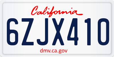 CA license plate 6ZJX410
