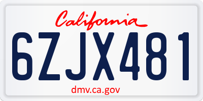 CA license plate 6ZJX481
