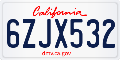 CA license plate 6ZJX532