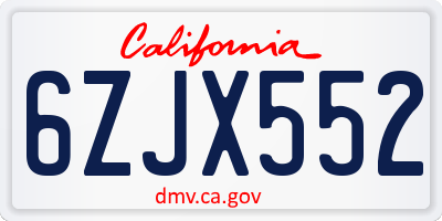 CA license plate 6ZJX552