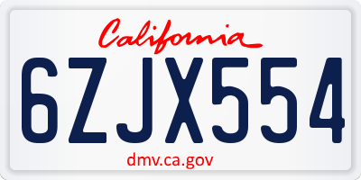 CA license plate 6ZJX554