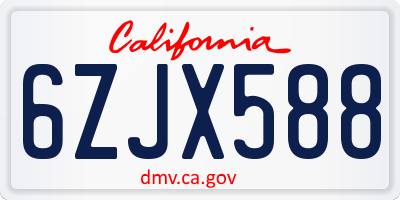 CA license plate 6ZJX588