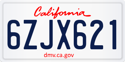 CA license plate 6ZJX621