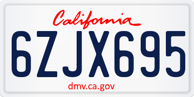 CA license plate 6ZJX695