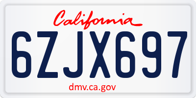 CA license plate 6ZJX697