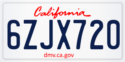 CA license plate 6ZJX720