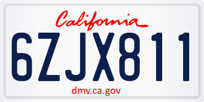 CA license plate 6ZJX811
