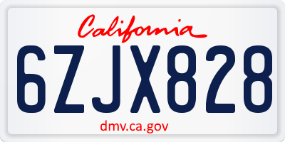 CA license plate 6ZJX828