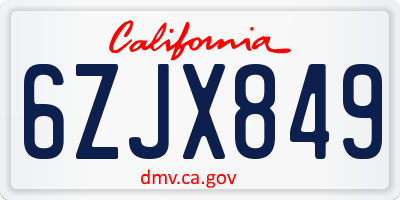 CA license plate 6ZJX849