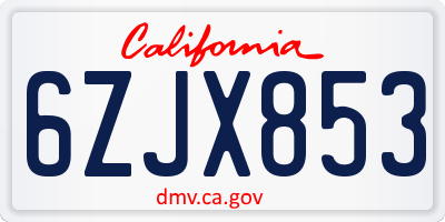 CA license plate 6ZJX853