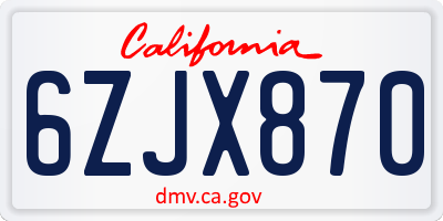 CA license plate 6ZJX870