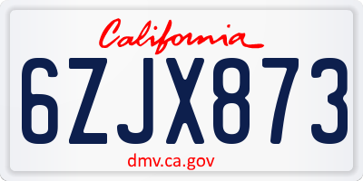 CA license plate 6ZJX873
